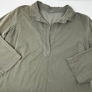 CP Shades Corduroy Popover Tunic Top Olive Green 3/4 Sleeve Women's Size XS
